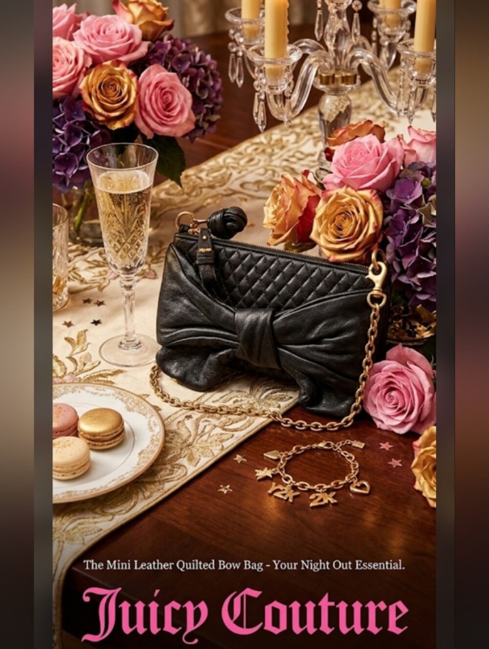 Juicy Couture Mini Leather Quilted Bow Bling Bag!!